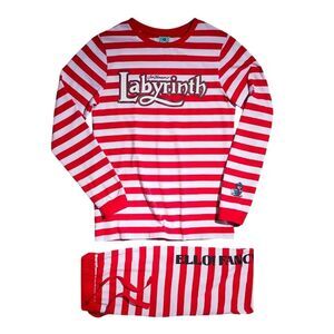 Labyrinth Womens/Ladies Ello! Fancy A Cuppa? The Worm Striped Pajama Set / Red/W